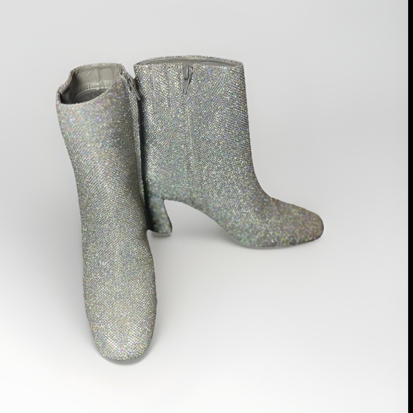 Sugar Shoes - Sugar Element Women's Heeled Ankle Boots Pewter Sparkle Fabric US Size 6 Medium